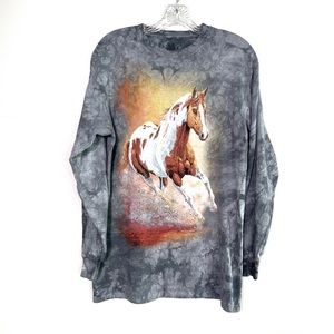 THE MOUNTAIN Artist Valeria Yost Running Horse long sleeve tee size Medium
